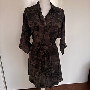 Vena Cava Tie-Waist Shirt Dress | Abstract Print